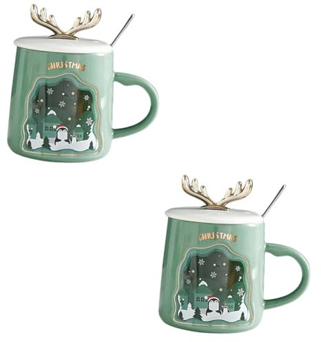 TOPBATHY 2 Ensembles tasse mug cafe verre cafe tea cup entremet goodies noel faveur de fête de Noël les de Noël de bureau verres à eau gobelet de vaisselle de céramique