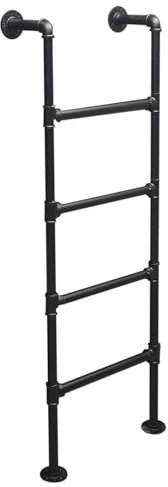 Schwarze Leiter 1 m 120 cm 1,5 m 2,1 m 2,3 m 270 cm Industrielle Eisenrohrleitern Wandmontierte Dachbodenleiter RV-Etagenbettleitern Notausstiegsleiter für Fensterschacht(100cm/39in)