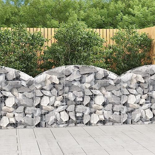 Hovothy Gabione mit Hochbogen Steinwand Gabionen Zaun für Mauersteine Gartenmauer Pflanzenwand Gabionenkörbe Gabionenwand Gabionenkorb Steinkorb Silber 150x30x100 cm Verzinktes Eisen