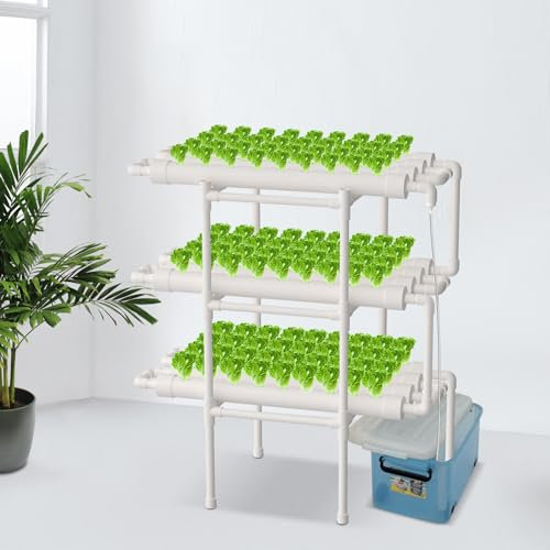 MEELRYD Hydroponic Growing System, 3 Schichten Hydroponic Grow Kit mit Timer 108 Löcher 12 Rohre Pflanze Vegetable Hydroponic Grow Kit Plant Sites Plant Vegetable Tool