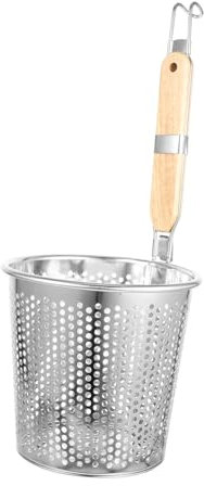 PRETYZOOM Colador De Araña De Malla Fina Con Mango De Madera Colador De Acero Inoxidable Para Pasta Albóndigas y Fideos Cesta Profunda Ligera y Resistente Para Cocina Con Gancho De Colgar