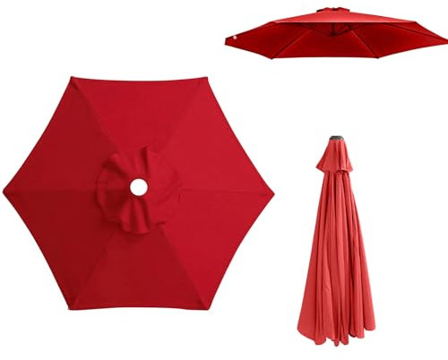 Housse de rechange pour parasol de jardin, protection UV 30+, 2,7 m/3 m, idéale pour terrasse, cour, plage, tissu imperméable, 6 bras/8 bras