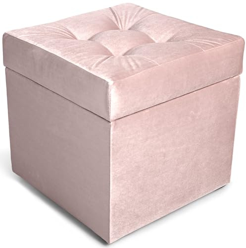 MG Design Polsterhocker 45 x 45 cm Rosa mit Stauraum (ca. 50 L), belastbar bis 300 kg, sofort einsatzbereit & pflegeleicht – für Wohnzimmer, Schlafzimmer & Flur