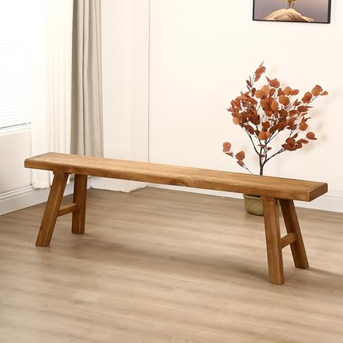 Rustikale Holz-Essbank, Bauernhaus-Möbel, Eingangsbank, Schuhregal, Bank für Schlafzimmer, Wohnzimmer, Flur, alte Ulme, lange Bank, Innen- und Außenbereich, 150 cm