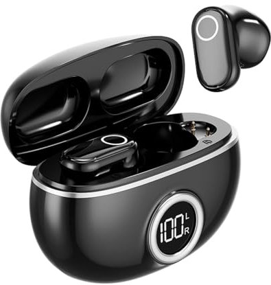 True Wireless Bluetooth 5.4 Small Earbuds In Ear Work Earphones ENC Noise Cancelling Blue Tooth Soft Headphones Waterproof TWS Ear Buds with LED Display for iPhone Android Tablet Laptop Clear Calls
