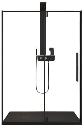 IMPALLI Duschkabine Höhe 200 cm ausziehbar 107-110 cm Nischentür Flügeltür Duschkabine aus gehärtetem Glas 6 mm transparent Magnetverschluss, Antikalk-Beschichtung (Schwarz matt 110)