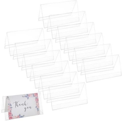 BENECREAT 16 porte Nom en Plastique Transparent avec Film Protecteur Plaque Signalétique de Tente en Forme de V de 18x8.5cm pour Table Bureau Conférence D'Affaires Mariages Fête