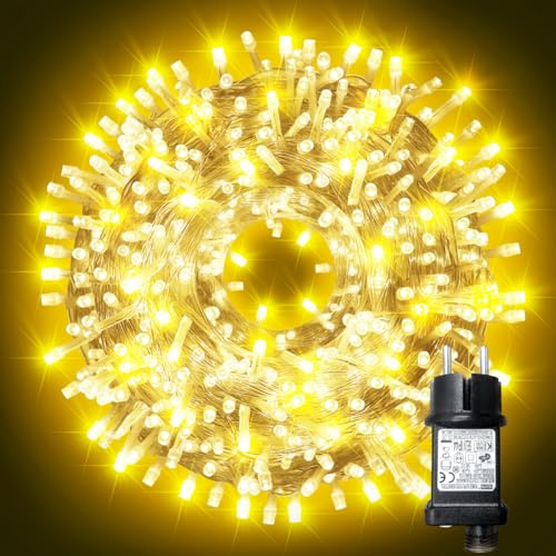 ARKOCHIC 100M Guirlande Lumineuse de Noël, 1000 LED Lumières de Noël Intérieur et Extérieure Électrique 8 Modes Etanche Guirlande Décorative pour Maison Sapin Fenêtre Fête Mariage Patio, Blanc Chaud