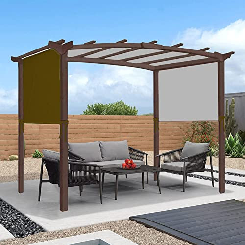 Copertura universale impermeabile per pergola con 4 cinghie di fissaggio, baldacchino curvo per gazebo di ricambio per struttura esterna baldacchino in colore caffè 5,4 × 2,5 m
