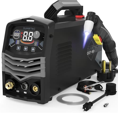 Sunstac 50A Plasma Cutter, Large LCD Display High Frequency Cutting Machine with 110/220V Dual Voltage IGBT Inverter 5/8 Inch Max Cut 2T/4T Mode, Professional & Beginners DIY