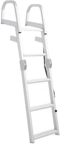 Akozon 5-Step Aluminum Alloy Boat Folding Ladder, Anti-Slip Rustproof Pontoon Boat Dock Ladder for Ocean Yachts, Ships, Swimming Pools