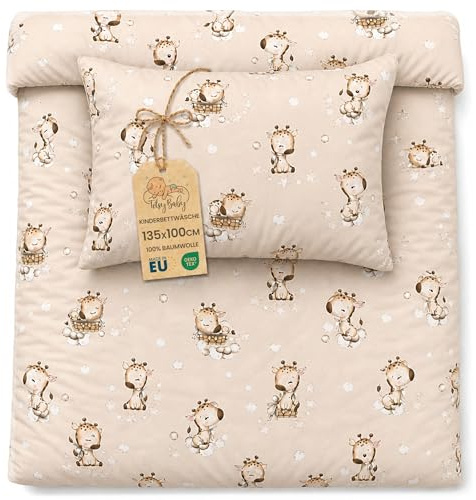 Totsy Baby Housse de Couette Enfant 100x135 cm - Coton Linge de lit pour Enfants Parure avec Housses de Couette 100 x 135 cm et taie d’Oreiller 40 x 60 cm pour bébé Lits Oeko-Tex