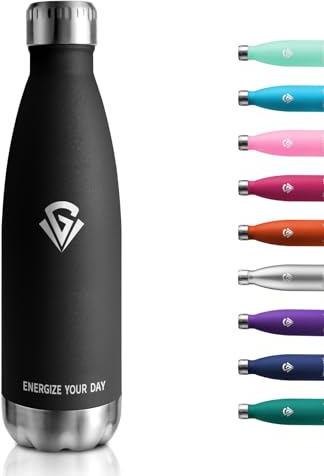 Thermosflasche 500ml, Wasserflasche Kohlensäure Geeignet, Trinkflasche BPA-Frei, Auslaufsicher Doppelwandig Thermoskanne, für Fitness, Laufen, Büro, Kinder, Erwachsene, Camping, Fitness, Sprudel