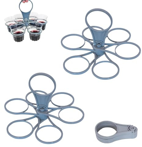 2 portavasos, portavasos, portavasos plegables en seis compartimentos, ideal para familia, viajes, exteriores, fiestas, amantes del café, picnic, camping, playa y vida cotidiana (gris)