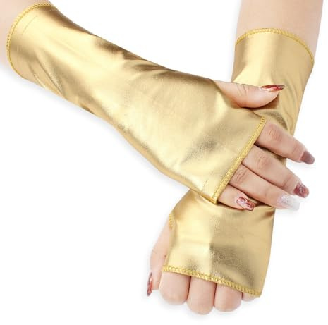 Anevous 1 Paar Punk Gothic Handschuhe,Damen Abendhandschuhe,Fingerlose Gloves für Halloween,Cosplay,Kostüm,Maskerade Party,ca. 23 cm lang,one size