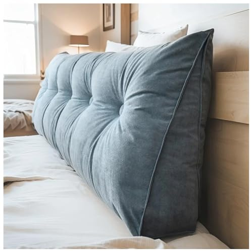 LHOHSRV Multifunktional Bett Kopfteil Gepolstert, Ergonomie Rückenlehne Wandkissen, 8 Größen (60-200 cm) & 8 Farben - Für Sofa, Bett (Blue,180x20x50cm)