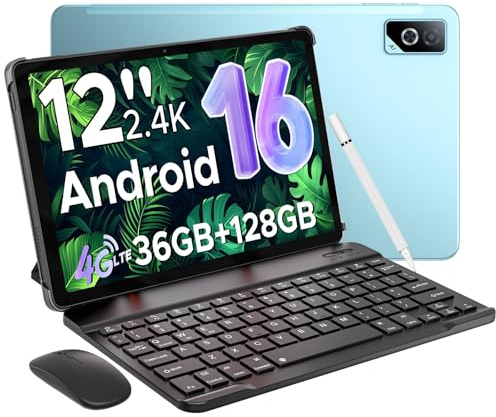 DOOGEE Tab G6 Pro Android 16 Tablet 12 Zoll 2.4K 90Hz Gemini AI, Helio G100 Octa-Core Tablet Mit Tastatur und Stift, 36GB+128GB/2TB Tablets mit Stift, 9000mAh/18W, 13MP+8MP/4G LTE/5G WiFi/Face ID/OTG