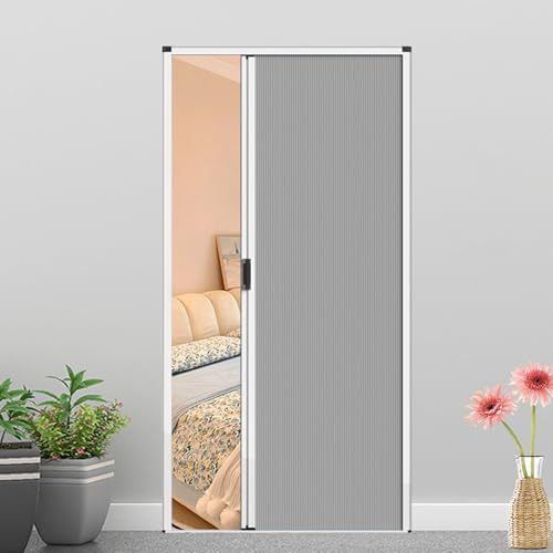 yurstcggh Hoch Unsichtbare Falttür Mit Wabenstruktur,Ohne Bohren Falttüren,Verdunkelungstür Tür,Falttür als Raumteiler for Schlafzimmer/Badezimmer/Küche/Büro/Wohnmobil 80×203cm Grau