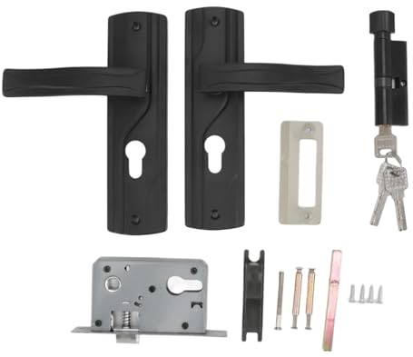 YXINAER Cerradura de manija puerta acero al manganeso con cojinete silencioso, cerradura palanca universal llaves for el hogar, dormitorio, negra Manilla Puerta Exterior