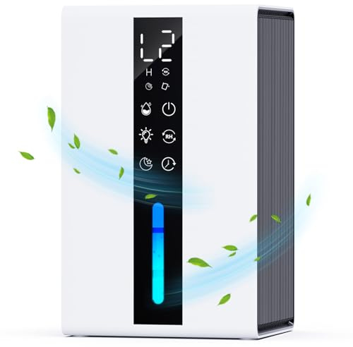 Deshumidificador Eléctrico 1800ML, 48W, Apagado Automático, Luz de 7 Colores, Portátil, Temporizador 48H, Deshielo Automático, Modo de Sueño Ultra Silencioso, Deshumidificador para Baño, Dormitorio