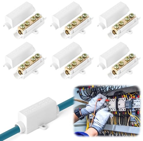 6 pezzi di connettori per cavi, per cavi da 2,5 a 16 mm², blocco morsetti in ottone, alloggiamento in ABS (1000 V, 100 A)