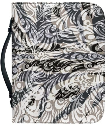 Bibel Hülle Tasche Drucken Große Pu-Leder Buchhülle Für Damen Und Herren, Vielseitige Buchschutz Mit Griff, Reißverschluss, Taschen Und Stiftfächern 25.9x4.6cm