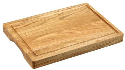 KESPER Schneidebrett Eichenholz | FSC®-zertifiziert | Extra stark 3,5 cm | Mit Griffmulde & BIOFA-Öl | 38,5 × 27,5 cm | 49100