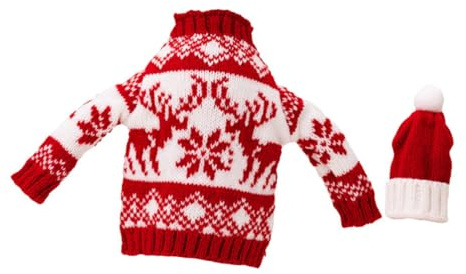 LOLIPPYY Housse de Bouteille de Vin de Noël en Polyester Rouge Motif Cerf, Taille Standard, Manchon Décoratif Lavable en Machine pour Décoration Festive de Table – Accessoire de Noël