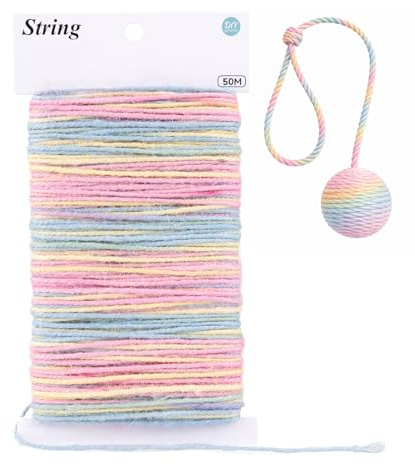 G2PLUS Cuerda Yute Degradado,2mm Hilo Yute Pastel,50m Cuerda Fina Deco