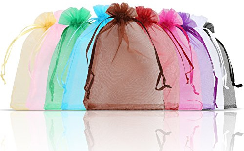 Naler 100 x Organzasäckchen Bunt Organzabeutel Säckchen Geschenkbeutel Säckli - 10 x 15 cm