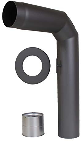 LANZZAS Ofenrohr-Set 2x 45°, 3-teilig - im Durchmesser Ø 120 mm - Farbe: gussgrau - Rauchrohr-Set mit Drosselklappe und Reinigungsverschluss