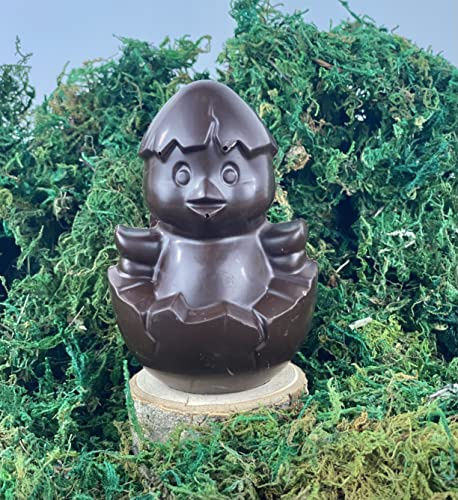 Moulage chocolat de Paques SANS SUCRE spécial diabétique POUSSIN CALIMERO 100g - chocolat de Pâques - Fabrication artisanale - lapin poule cloche poussin oeuf (Chocolat sans sucre noir)