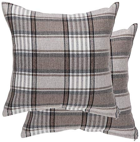 sourcing map Set of 2 Buffalo Check Plaid Throw Pillow Covers Farmhouse Decorative Square Pillow Covers for Sofa Couch Gray