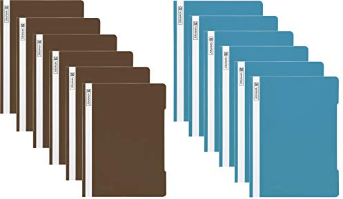 12 Brunnen Schnellhefter A4 türkis/braun PP-Folie glasklares Deckblatt