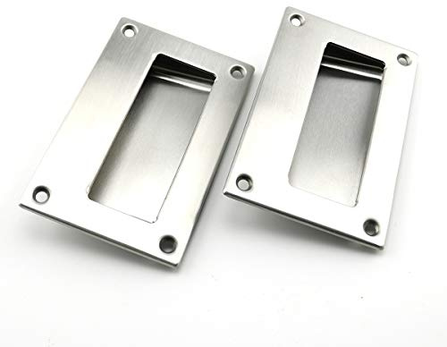 heyous 2pcs 5x3.2 inch Hidden Recessed Pull Handle Stainless Steel Square Flush Concealed Furniture Handle for Door Drawer Cupboard Cabinet Sliding Door