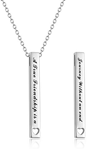 AXELUNA Best Friend Necklace, 925 Sterling Silver A True Friendship is a Journey Without an end Necklace Jewelry Friendship Gifts for Women