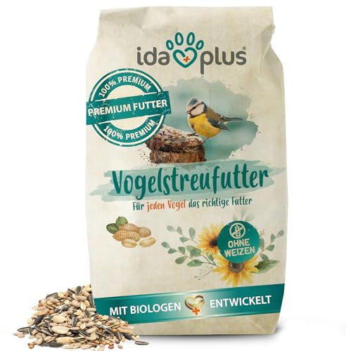 Ida Plus - Vogelstreufutter ohne Weizen für Wildvögel - Winterstreufutter - Optimale Mischung - Futter ist Weizenfrei, Fettreich & Energiereich - Vogelfutter Wildvögel Ganzjährig - Wildvogelfutter