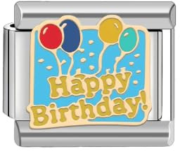 Breloque « Happy Birthday » compatible avec tous les bracelets à breloques italiens de 9 mm