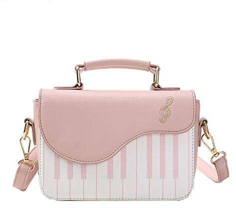 EVEOUT Elegante borsa a tracolla per pianoforte, in pelle PU, stile vintage, Colore: rosa., taglia unica, Elegante