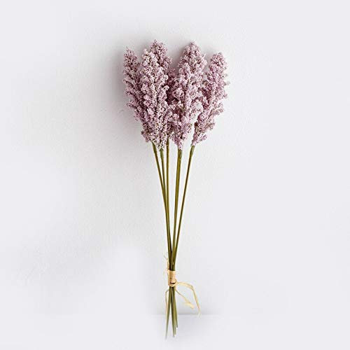 YIWOYI Pampasgras für Hochzeiten, 5 Stück, groß, rustikal, künstliche Blume, verzahnt, Mantianxing Fecor für Zuhause, Tisch, Schleierkraut, getrocknete Blumen (lila)