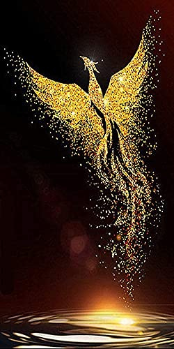 RAILONCH DIY 5D Golden Phoenix Diamant Painting für Erwachsene, voller Bohrer Strass Bilder Handwerk für Haus Wand Dekor (40x80cm)