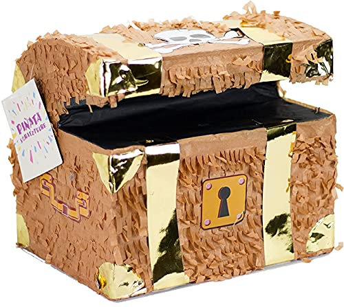 Pinata * SCHATZTRUHE * wird mit Süßigkeiten oder Spielen gefüllt ca. 30 x 27 x 23 cm | Topfschlagen aus Amerika | Piñata Mexiko Piratentruhe Schatzkiste Kinder Geburtstag Kindergeburtstag Spiele