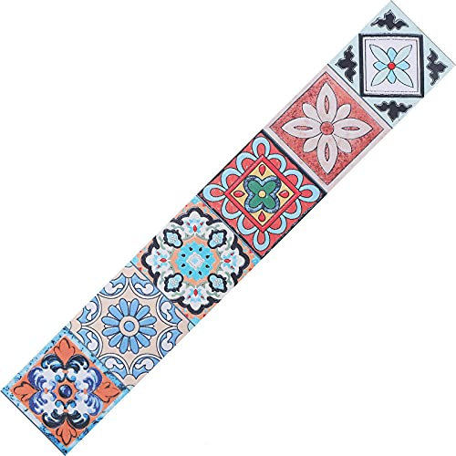 Tapetenbordüre, selbstklebend, modisch, marokkanisch, blau, zum Abziehen und Aufkleben, dekorative Bordüre für Badezimmer, Wohnzimmer, Küche, 20 x 500 cm