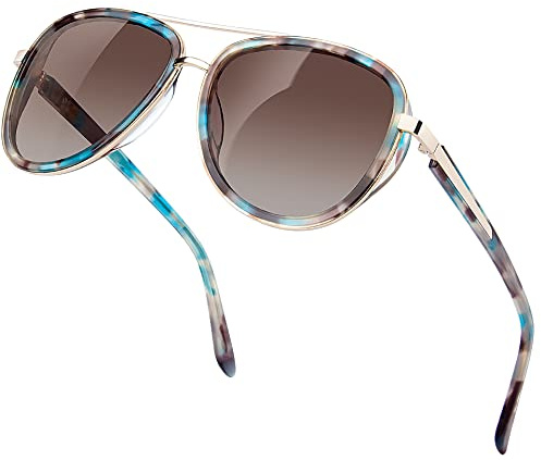 BIRCEN Polarized Sunglasses for Women UV - Protection Womens Retro Mirrored Shades with Acetate Frame BC2001