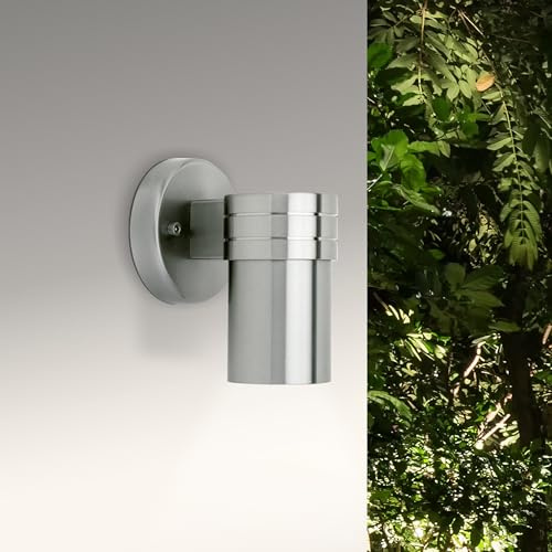 LED Wandlampe - spritzwassergeschützte Wandleuchte für Außen - geeignet für | LED Wandlampe - spritzwassergeschützte Wandleuchte für Außen - gefertigt aus rostfreiem Edelstahl und ist geeignet für GU10