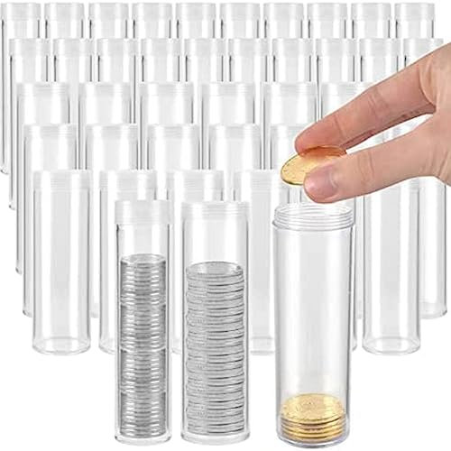 Evenden 100 Münzröhrchen, verschiedene Größen, 10 Aufbewahrungsröhrchen für Münzen mit einem halben Dollar, 60 Tuben, Münzaufbewahrung Pennies 30 Röhrchen für Münzen mit einem Viertel