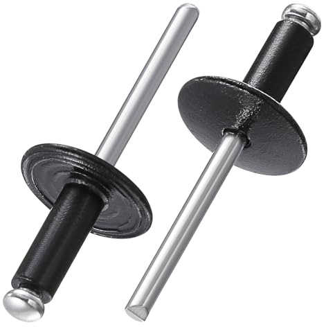 Wensilon(150 pcs) 3/16 * 1/2 Large Cap Open End Black Aluminum Blind Rivets,5 * 13 Blind Rivet