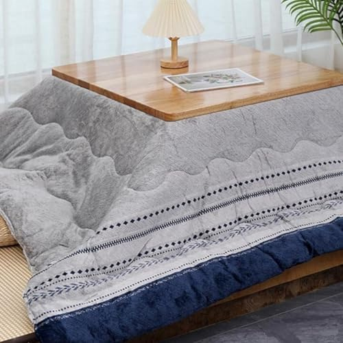 Kotatsu-Heizungs-Futon-Set Grauer Kotatsu-Tisch Mit Kätzchenmuster-Design Und Futon-Teppichheizung Japanische Tatami-Couchtische Mit Fenstern