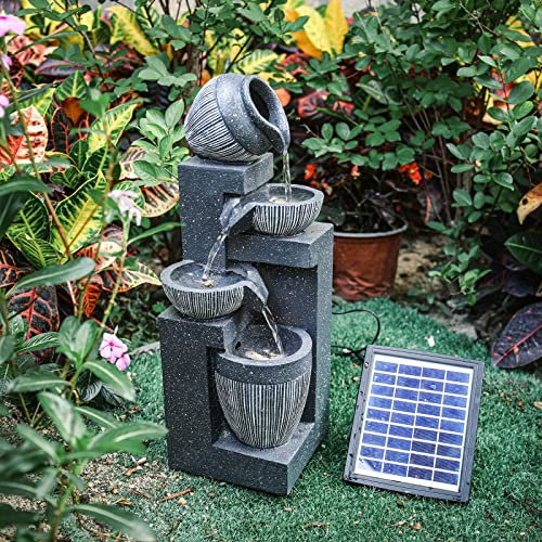 Utomhus Trädgård Vattenfontän Solvatten Feature Statyer Kaskadfontän Trädgård Solenergi Utomhuspump LED golvstående vattenfall Fontäner för hemmaplan Decoration