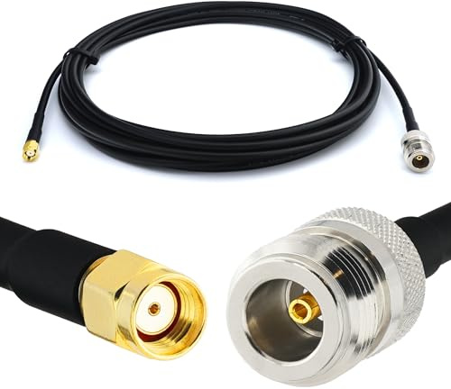 RANGEFUL 2m RP-SMA Stecker auf N Buchse RG58 Koaxialkabel — 2 Meter Verlustarmes Antennenkabel 50 Ohm Verlängerungskabel — für WiFi Router Antenne Wireless RF WLAN Radio Modem